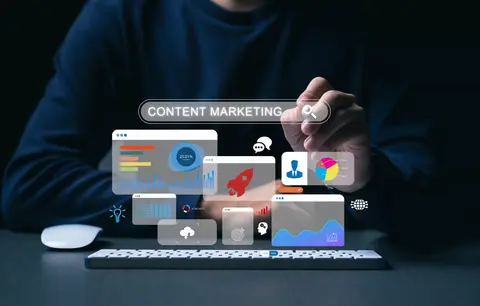 Digital marketing strategy dashboard for SEO content planning and audience growth