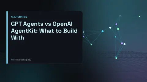 Title card reading GPT Agents vs OpenAI AgentKit: What to Build With beside a glowing cyan node network on a dark grid