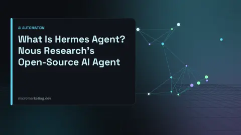 Title card reading What Is Hermes Agent? Nous Research's Open-Source AI Agent beside a glowing cyan node network on a dark grid